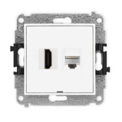 KARLIK ICON Gniazdo HDMI 2.1 8K + gniazdo komputerowe RJ45 kat.6A Biały mat (25IGHKBO-86A)